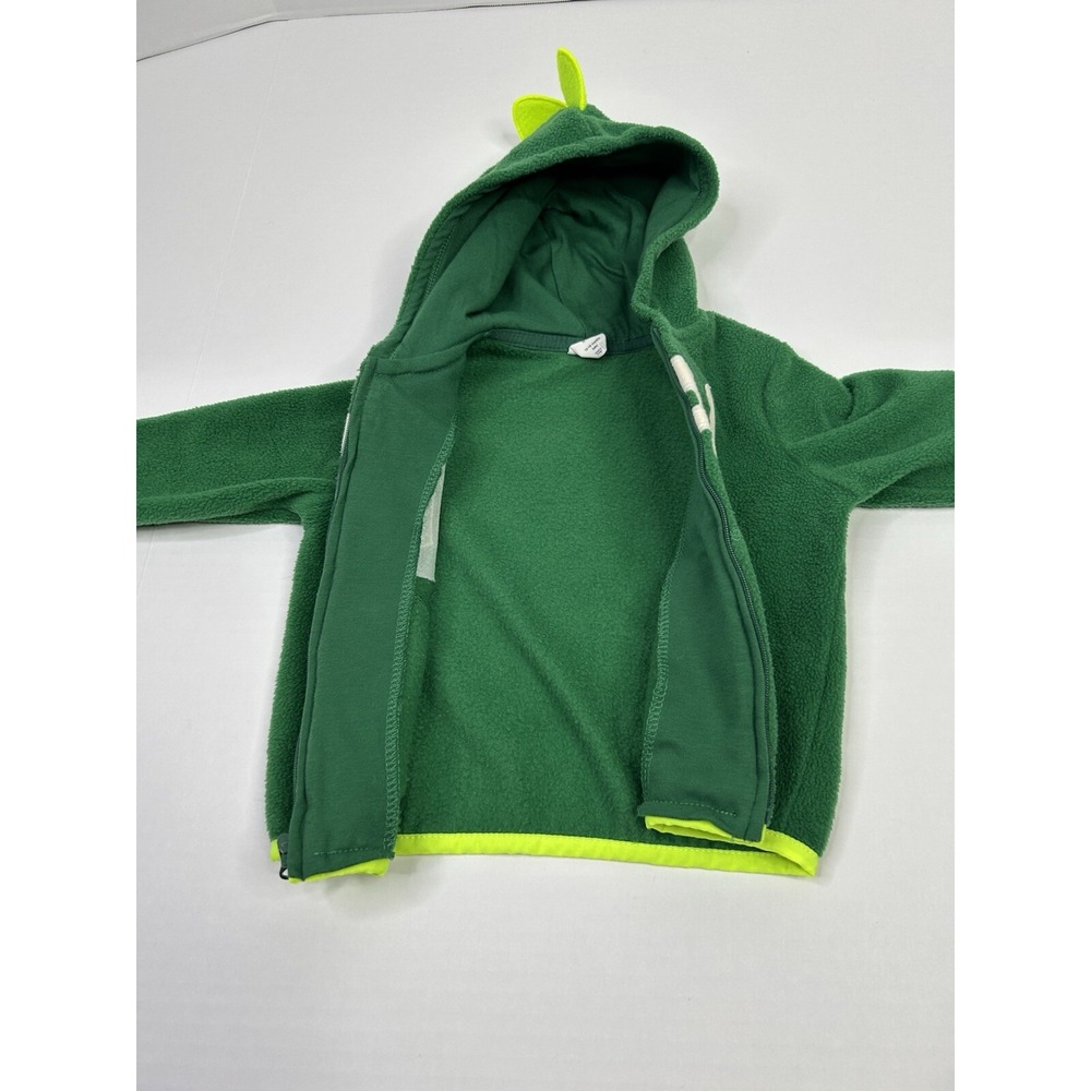 Baby GAP Hoodie Sweatshirt 12-18 months Dinosaur Hood Full Zip Green LOGO UNISEX - Picture 3 of 11